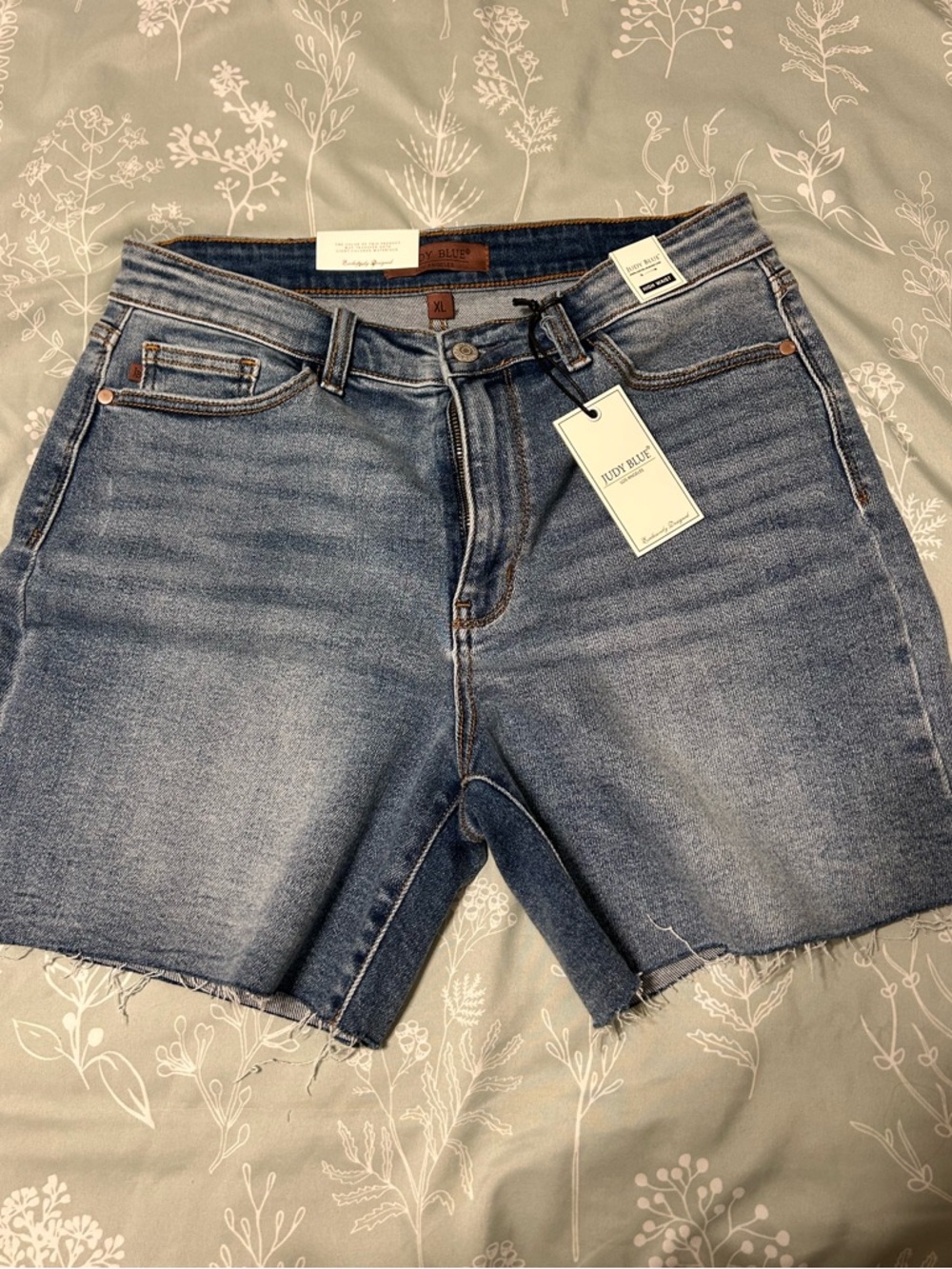 Judy Blue Light Wash Denim Shorts with Raw Hem